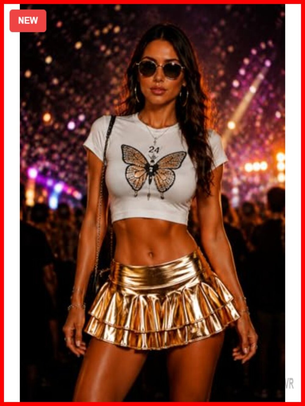 Metallic Pleated Mini Skort Low Rise Ruffle Skater Club Rave Dance - Picture 5 of 6